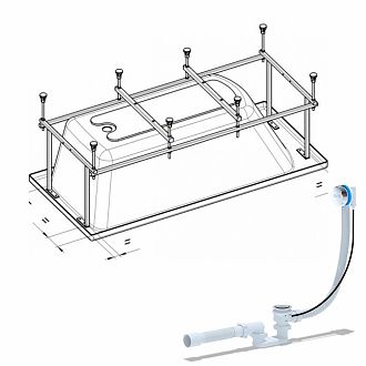 Монтажный комплект + слив-перелив для ванны Roca Elba 150x75